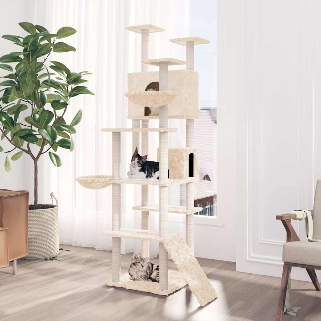 vidaXL Rascador para gatos con postes de sisal crema 191 cm