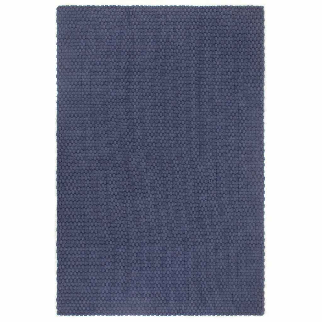 vidaXL Alfombra rectangular algodón azul marino 180x250 cm