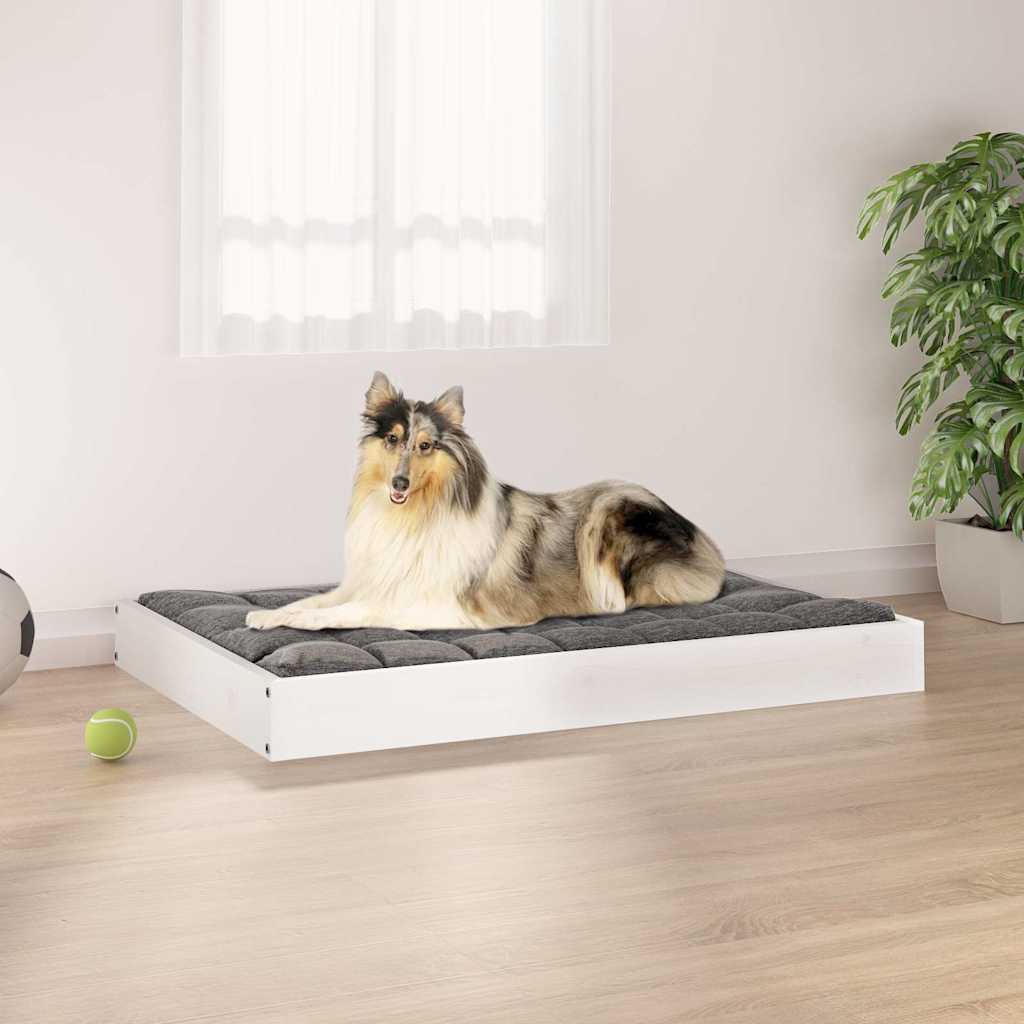 vidaXL Cama para perros madera maciza de pino blanco 91,5x64x9 cm