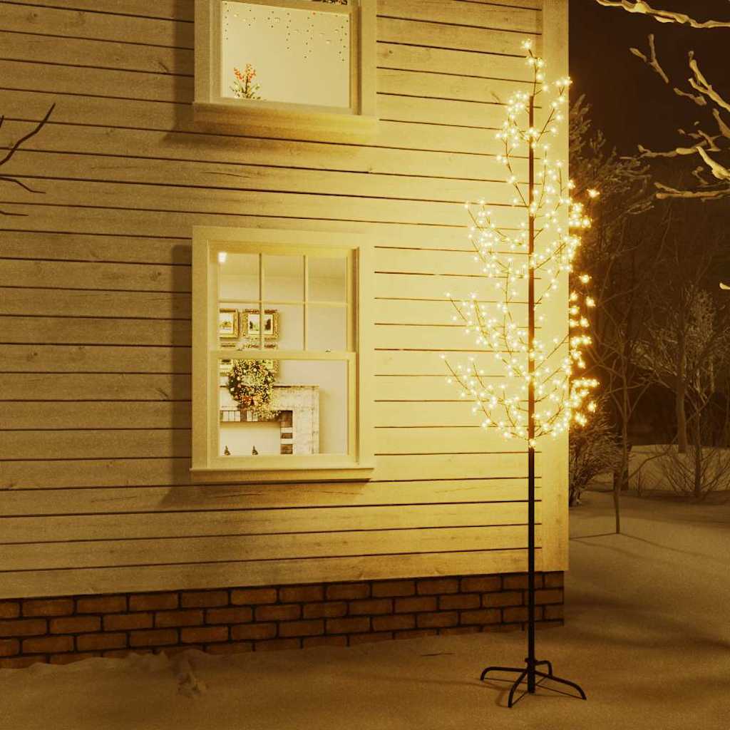 vidaXL Árbol LED con flor de cerezo 368 LED blanco cálido 300 cm