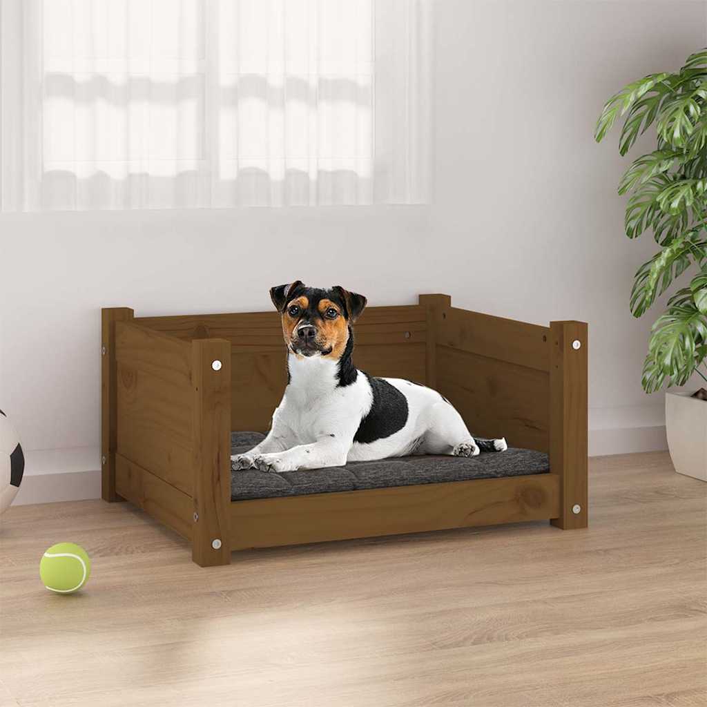 vidaXL Cama para perros madera maciza pino marrón miel 55,5x45,5x28 cm