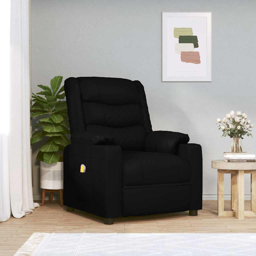 vidaXL Sillón de masaje de cuero sintético negro