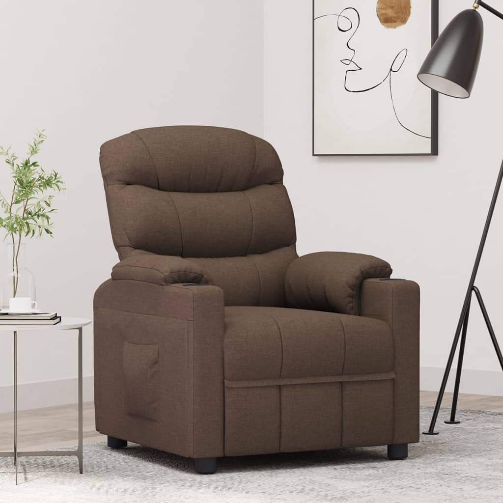 vidaXL Sillón reclinable de tela marrón