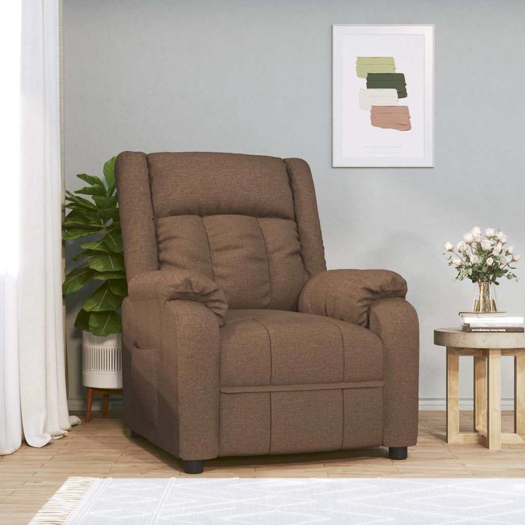 vidaXL Sillón reclinable de tela marrón