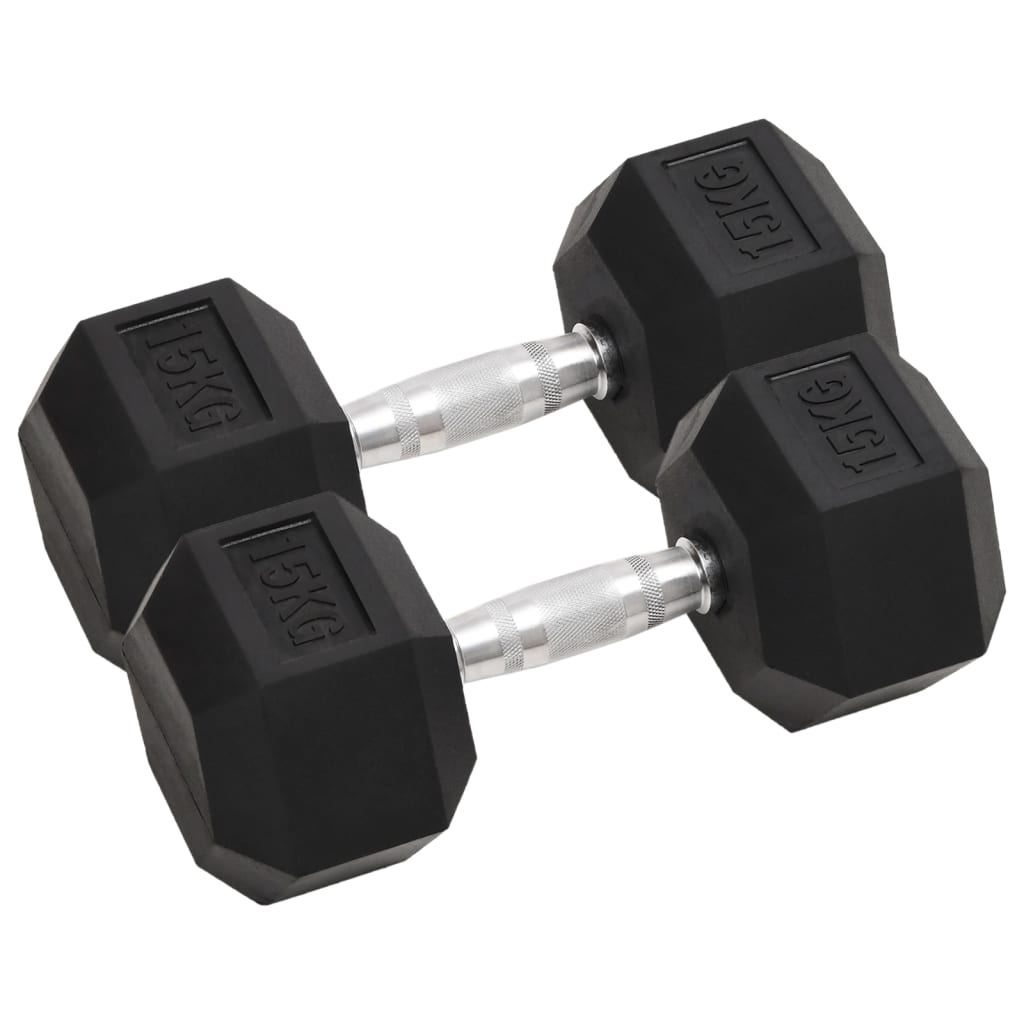 vidaXL Mancuernas 2 unidades total hierro fundido 15 kg