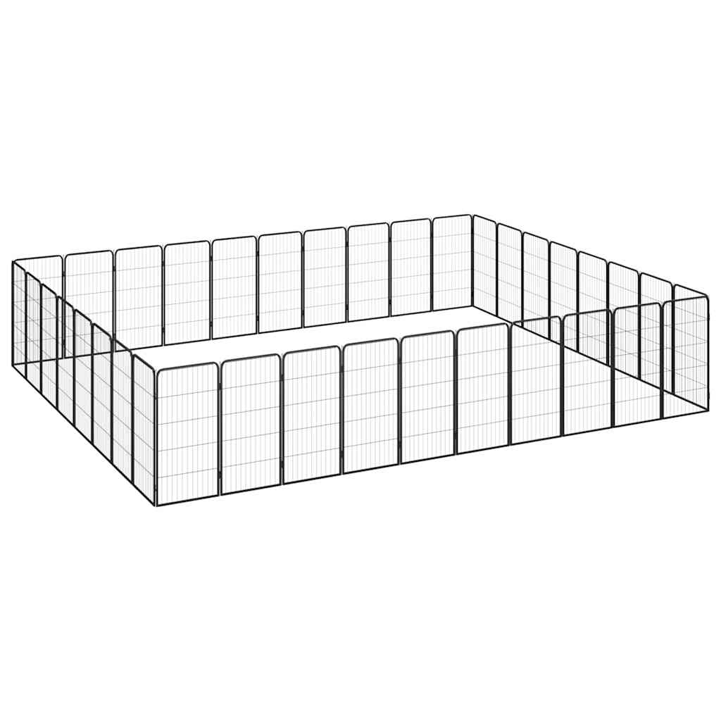 vidaXL Jaula perros 36 paneles acero recubierto polvo negro 50x100 cm