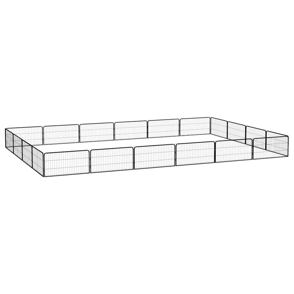 vidaXL Jaula perros 20 paneles acero recubierto polvo negro 100x50 cm