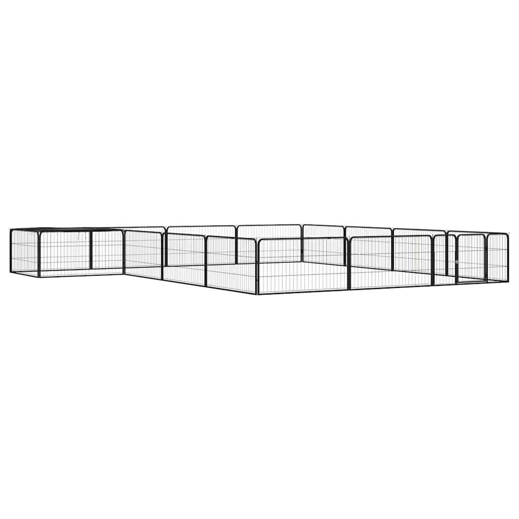 vidaXL Jaula perros 16 paneles acero recubierto polvo negro 100x50 cm