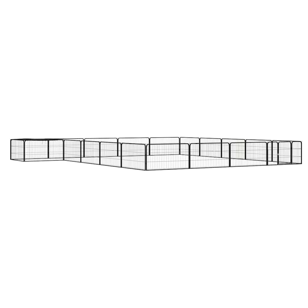 vidaXL Jaula perros 20 paneles acero recubierto polvo negro 100x50 cm