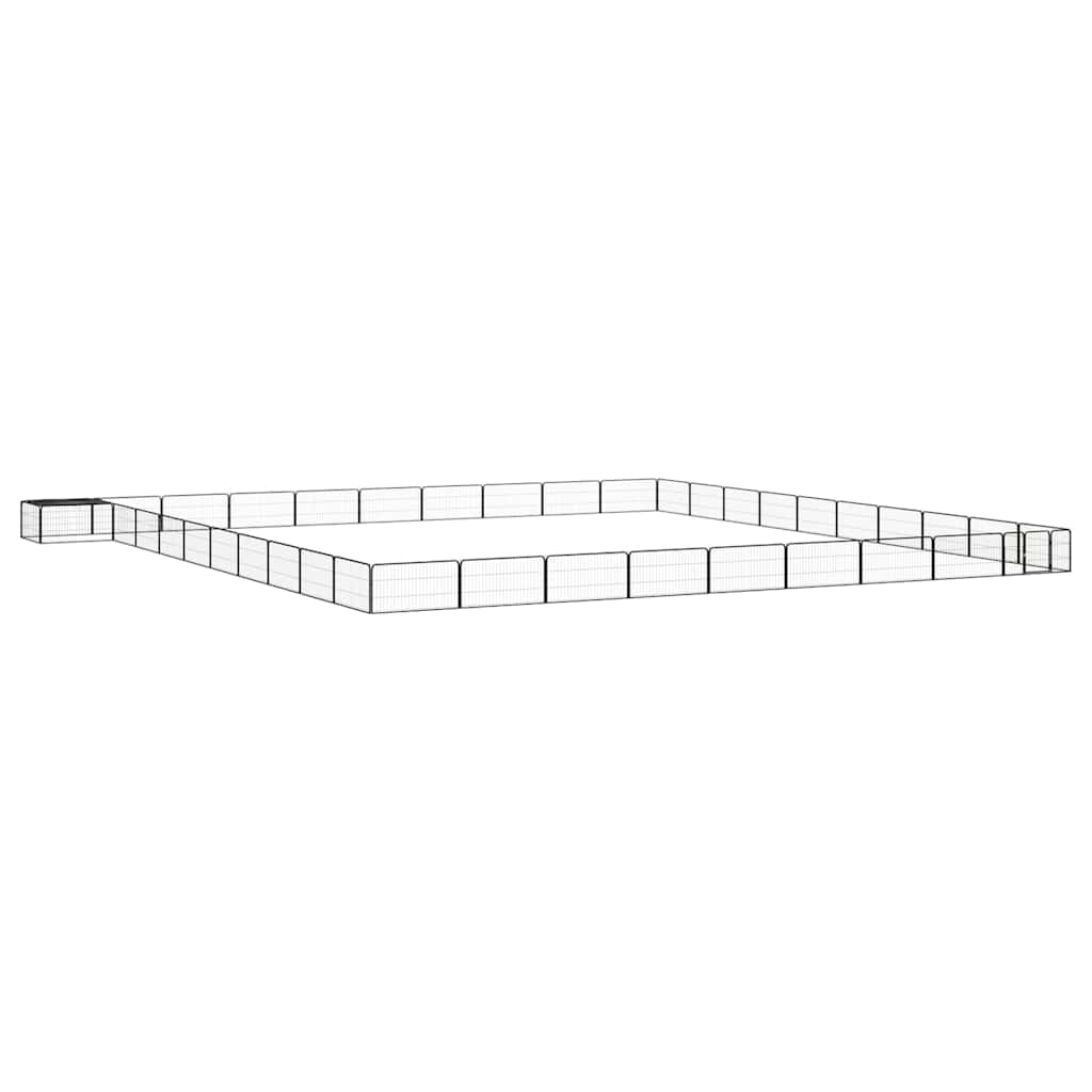 vidaXL Jaula perros 40 paneles acero recubierto polvo negro 100x50 cm