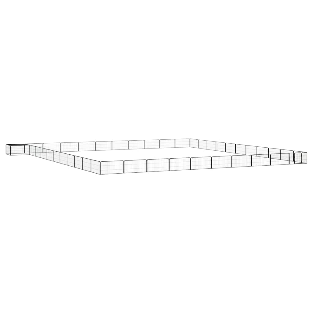 vidaXL Jaula perros 44 paneles acero recubierto polvo negro 100x50 cm