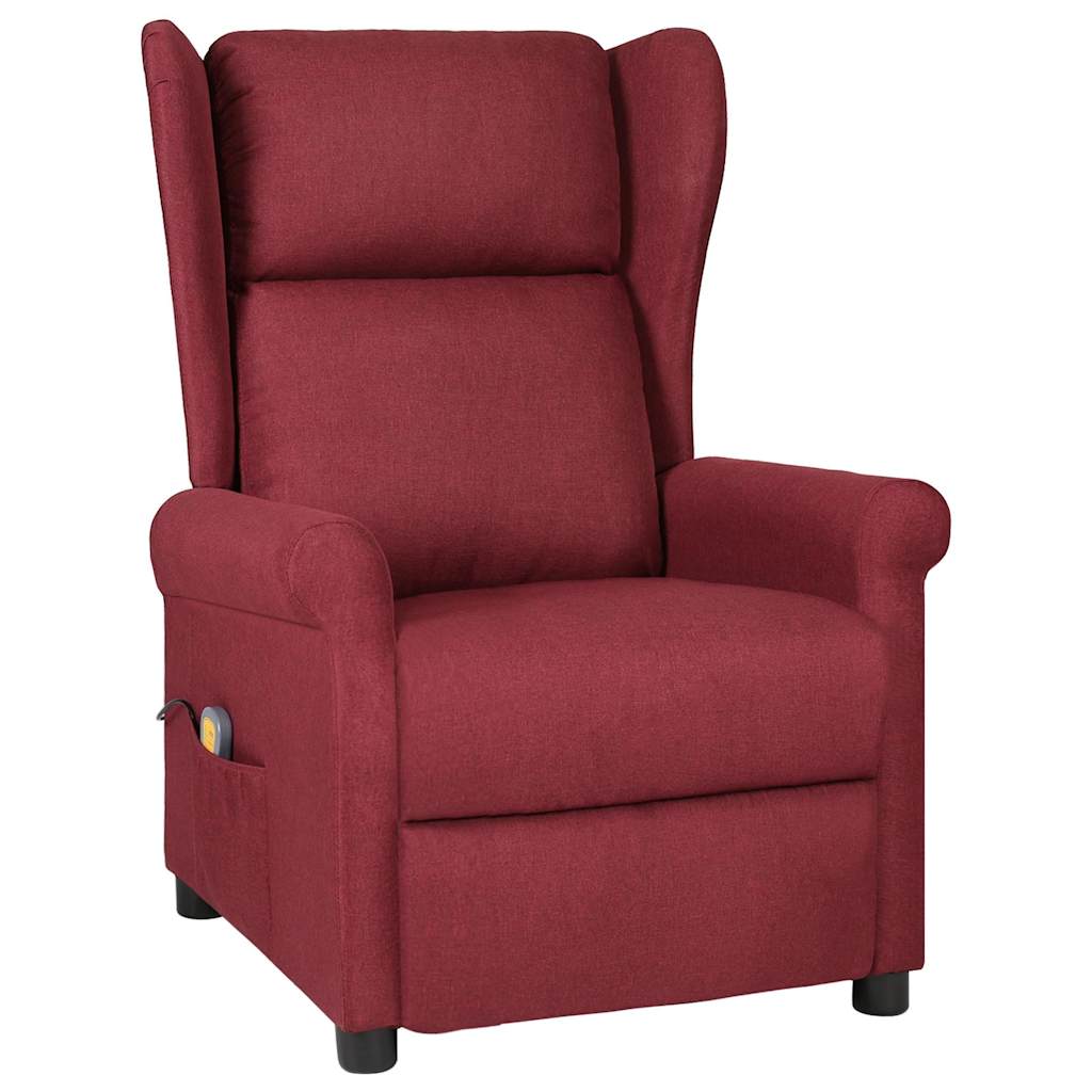 vidaXL Sillón de masaje de tela rojo tinto