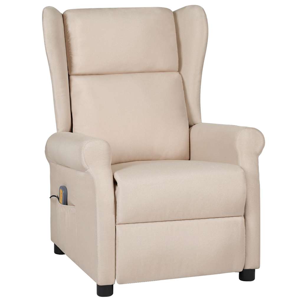 vidaXL Sillón de masaje de tela color crema