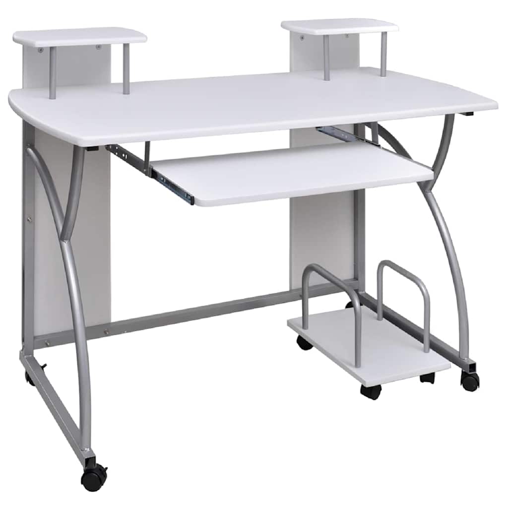 vidaXL Escritorio ordenador madera contrachapada blanco 110x52x88,5 cm