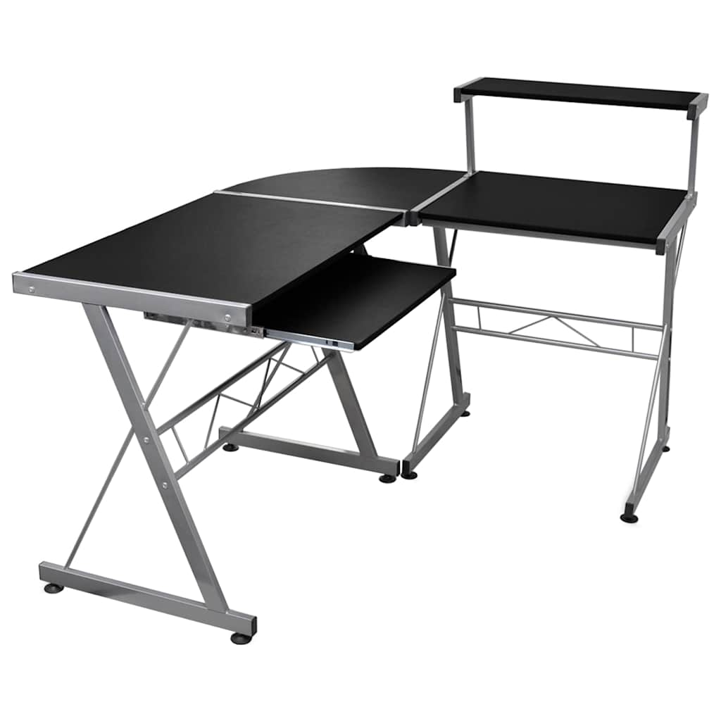 vidaXL Escritorio de esquina madera contrachapada negro 132x112x99cm