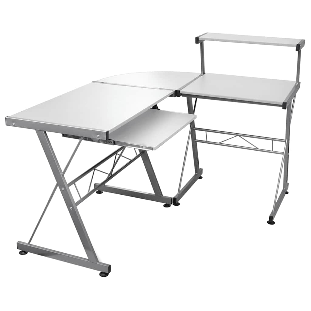 vidaXL Escritorio de esquina madera contrachapada blanco 132x112x99 cm