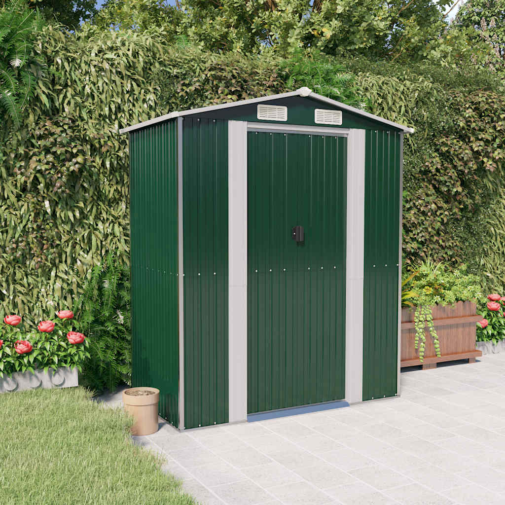 vidaXL Cobertizo de jardín acero galvanizado verde 192x108x223 cm