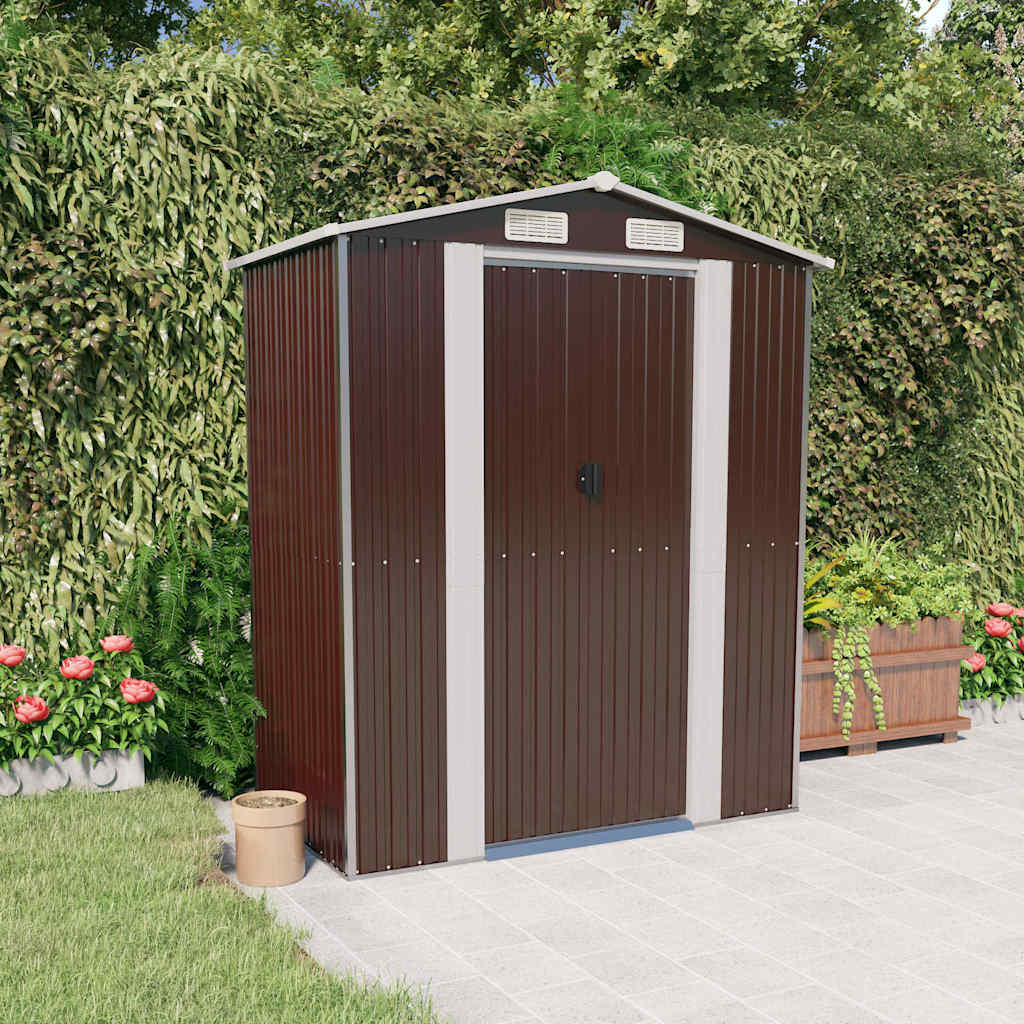 vidaXL Cobertizo jardín acero galvanizado marrón oscuro 192x108x223 cm