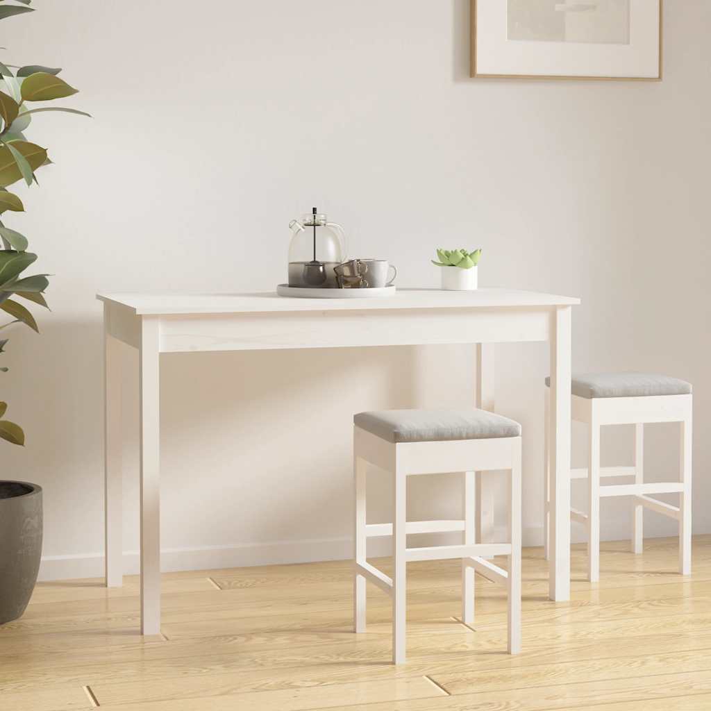 vidaXL Mesa de comedor madera maciza de pino blanca 110x55x75 cm