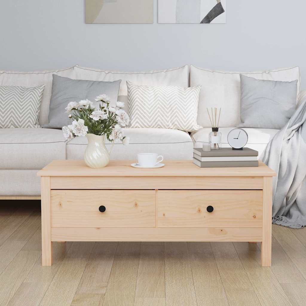 vidaXL Mesa de centro de madera maciza de pino gris 100x50x40 cm