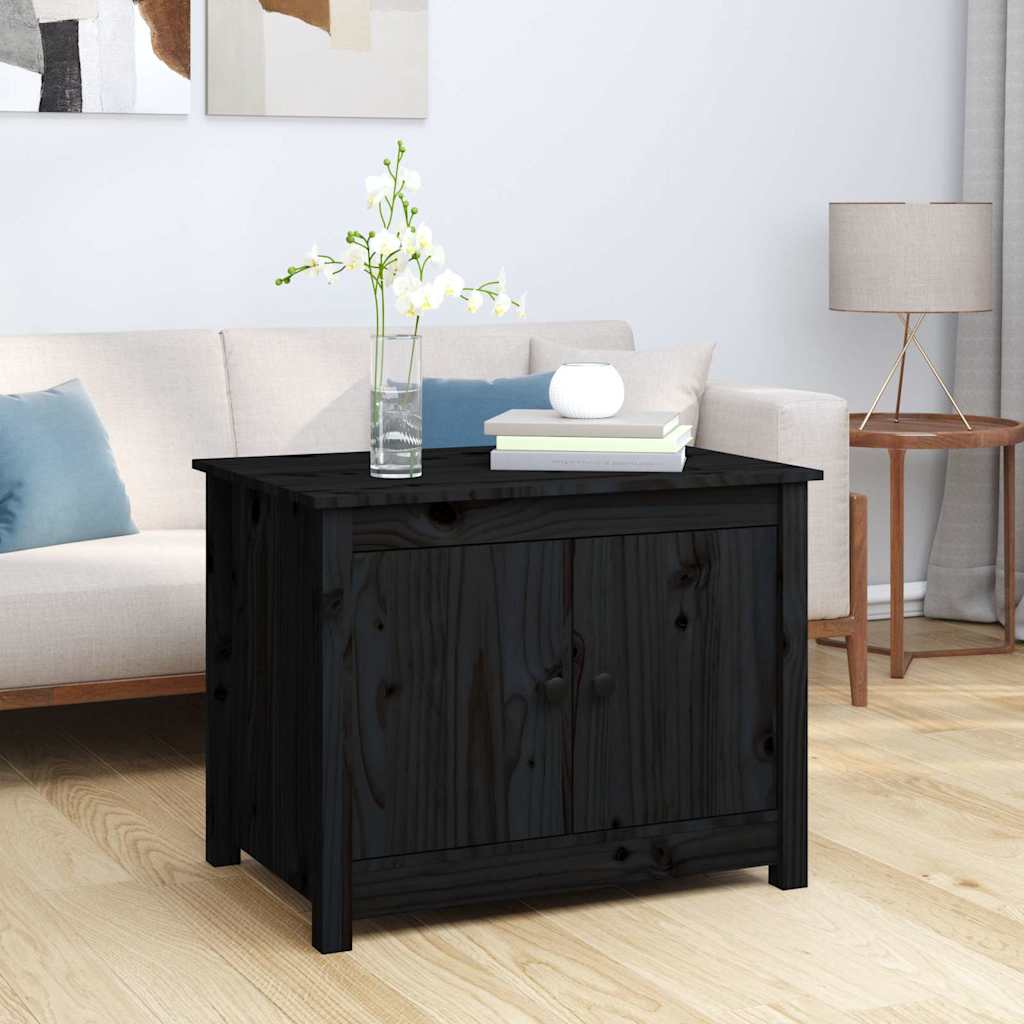vidaXL Mesa de centro de madera maciza de pino negro 71x49x55 cm