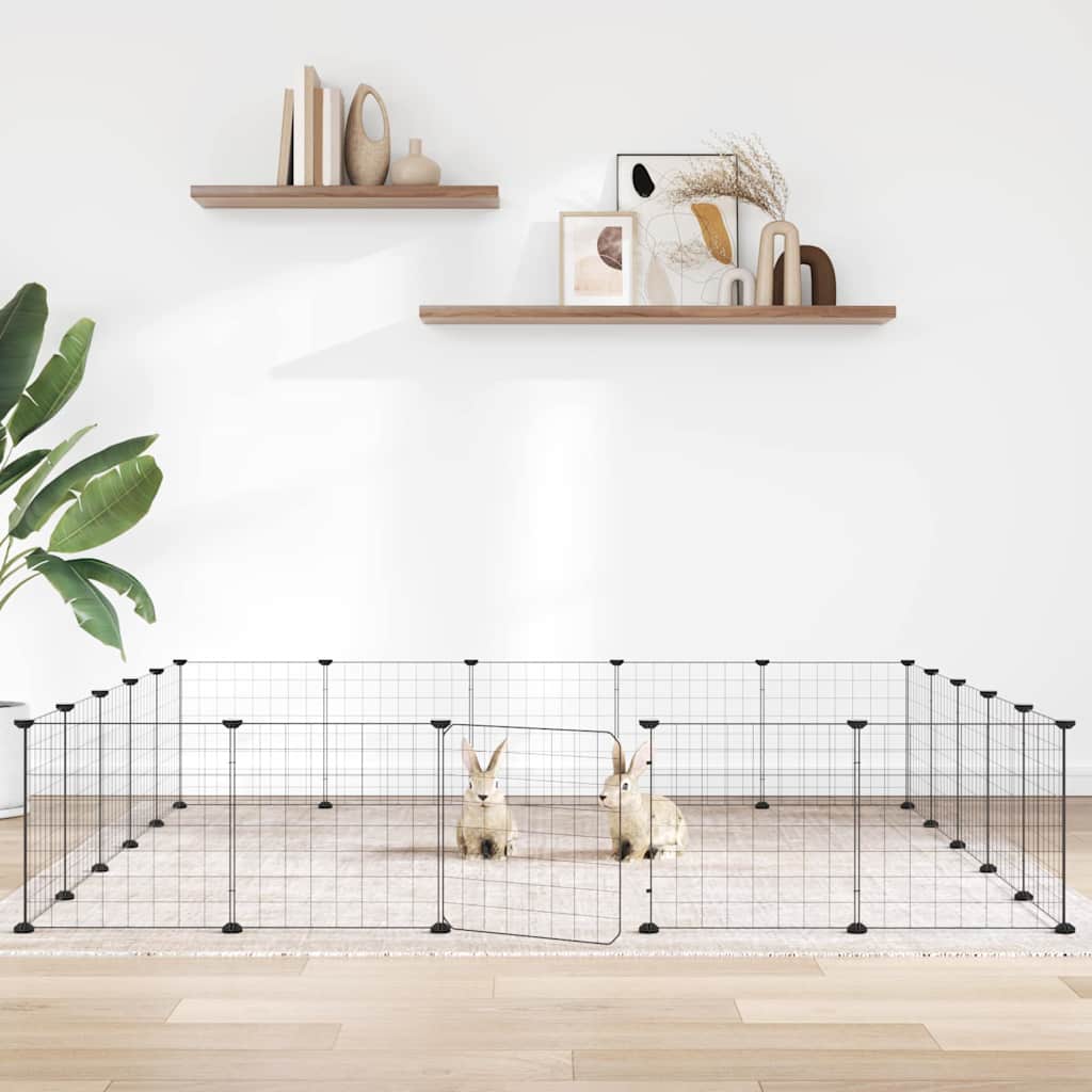 vidaXL Jaula para mascotas de 20 paneles puerta acero negro 175x175x35 cm