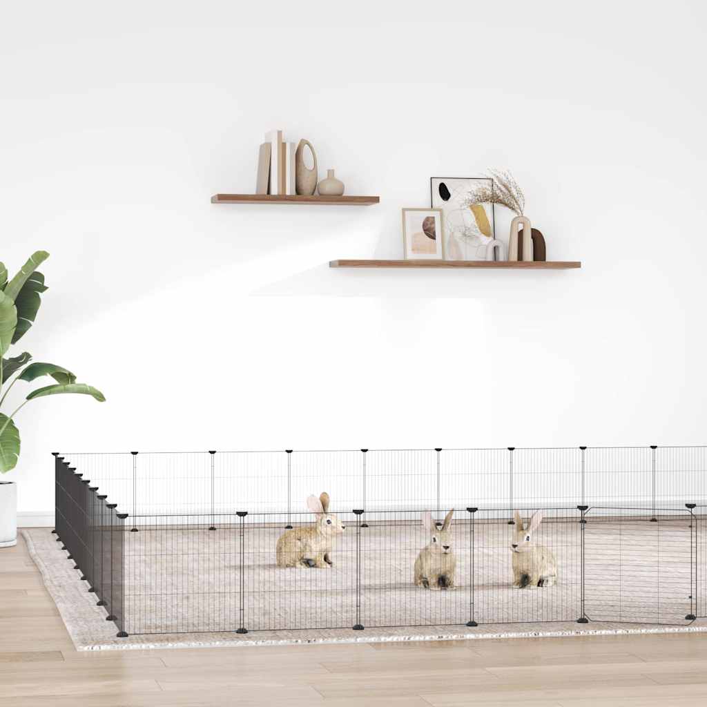vidaXL Jaula para mascotas de 36 paneles puerta acero negro 315x315x35 cm