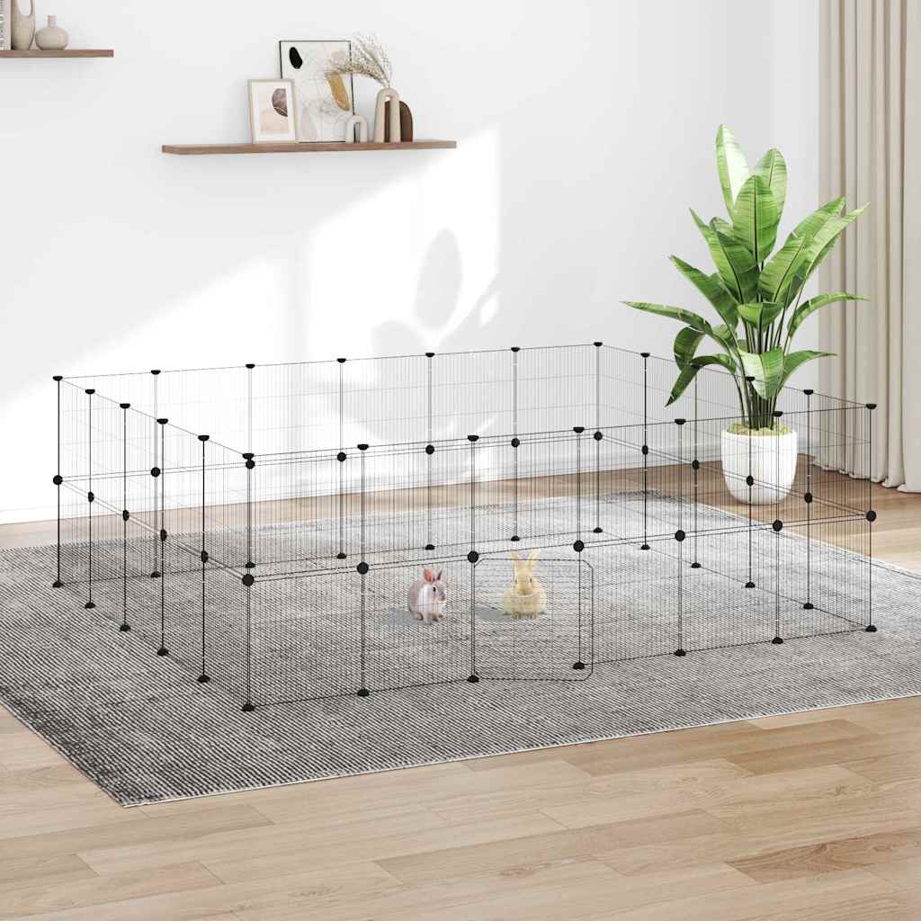 vidaXL Jaula para mascotas de 44 paneles puerta acero negro 210x175x70 cm