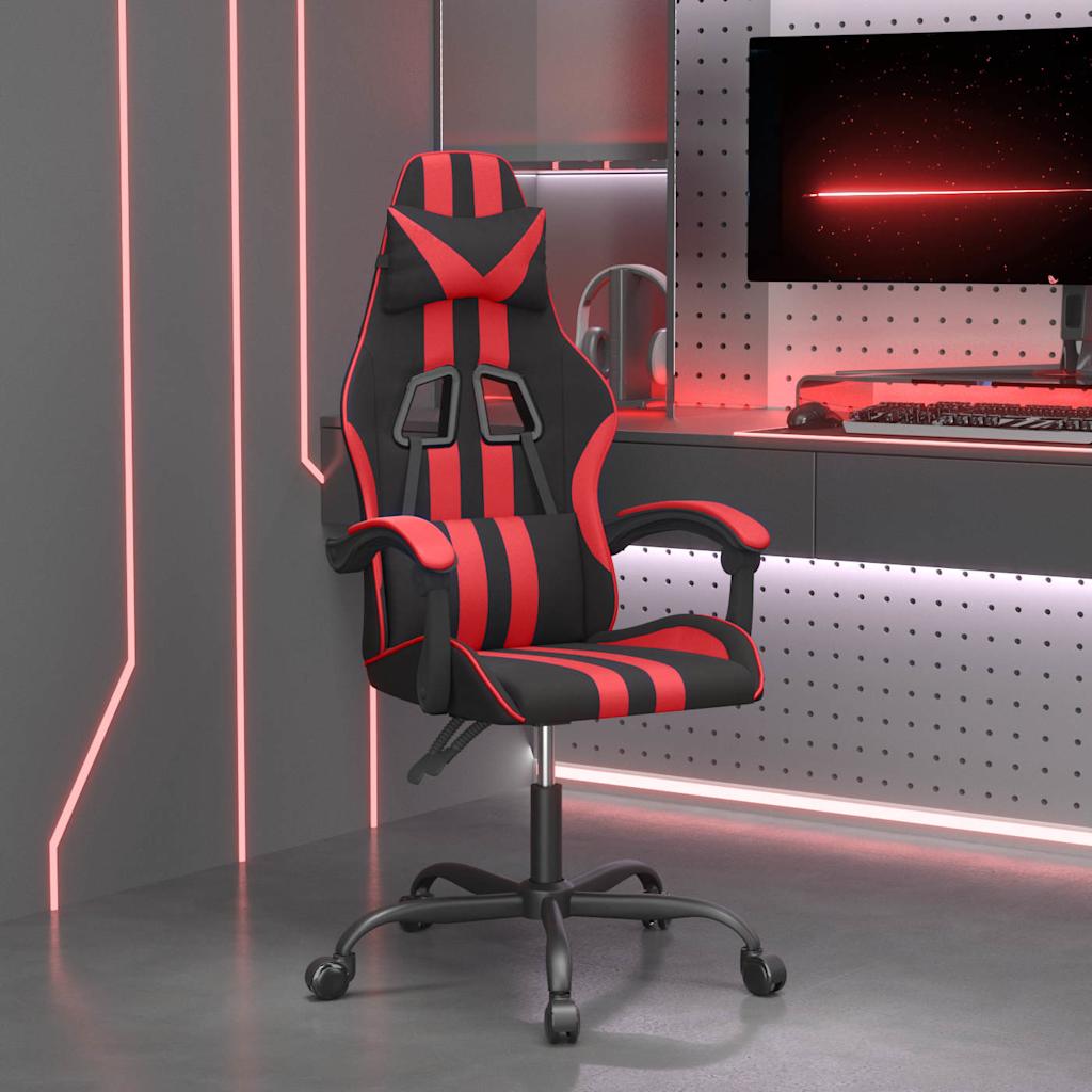 vidaXL Silla gaming giratoria cuero sintético negro y rojo