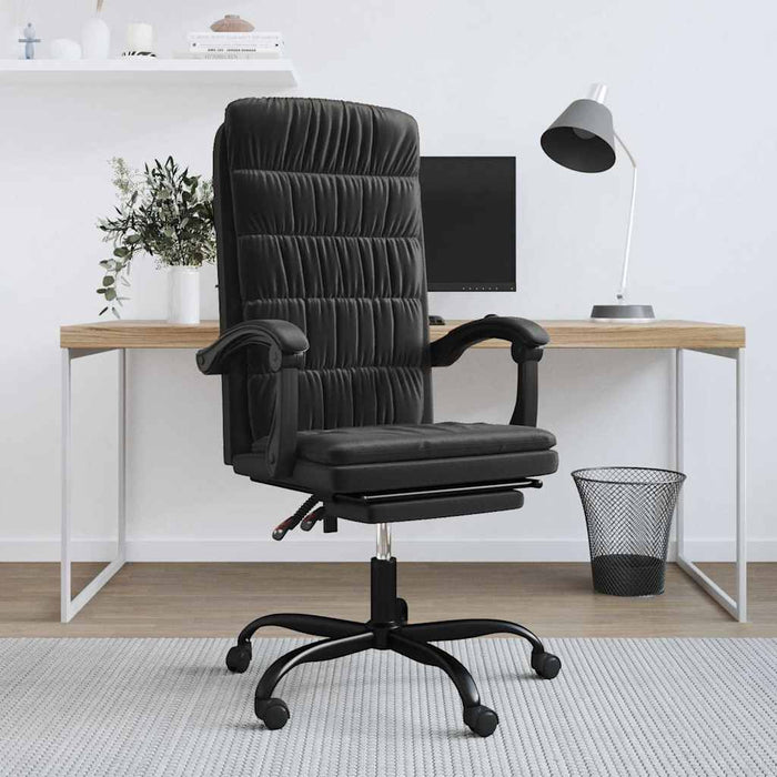 vidaXL Silla de oficina reclinable terciopelo negro