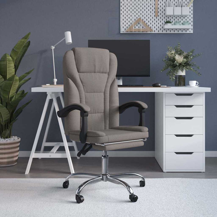 vidaXL Silla de oficina reclinable de tela gris taupé