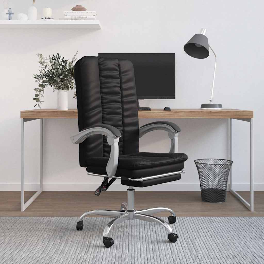 vidaXL Silla de oficina reclinable cuero sintético negro