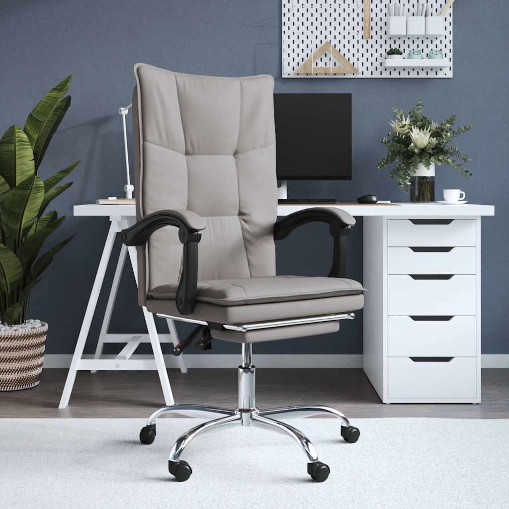 vidaXL Silla de oficina reclinable de tela gris taupé