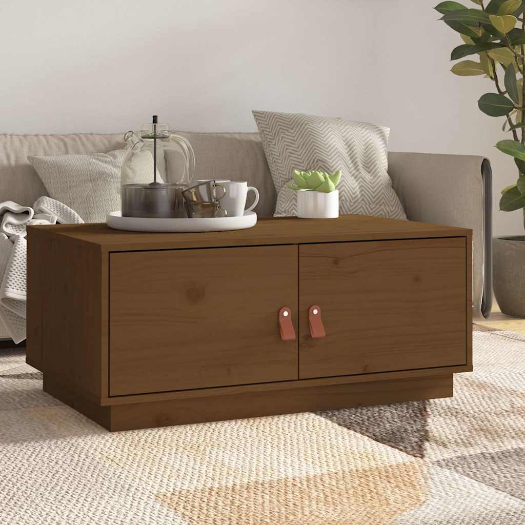 vidaXL Mesa de centro madera maciza de pino marrón miel 80x50x35 cm