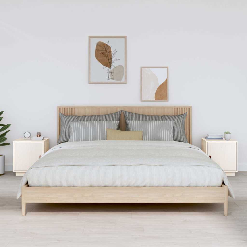vidaXL Mesitas de noche 2 uds madera maciza pino blanco 40x34x45 cm