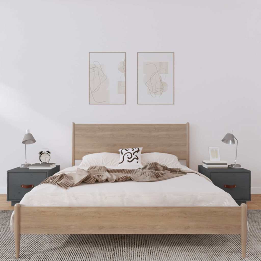 vidaXL Mesitas de noche 2 uds madera maciza de pino gris 40x34x35 cm