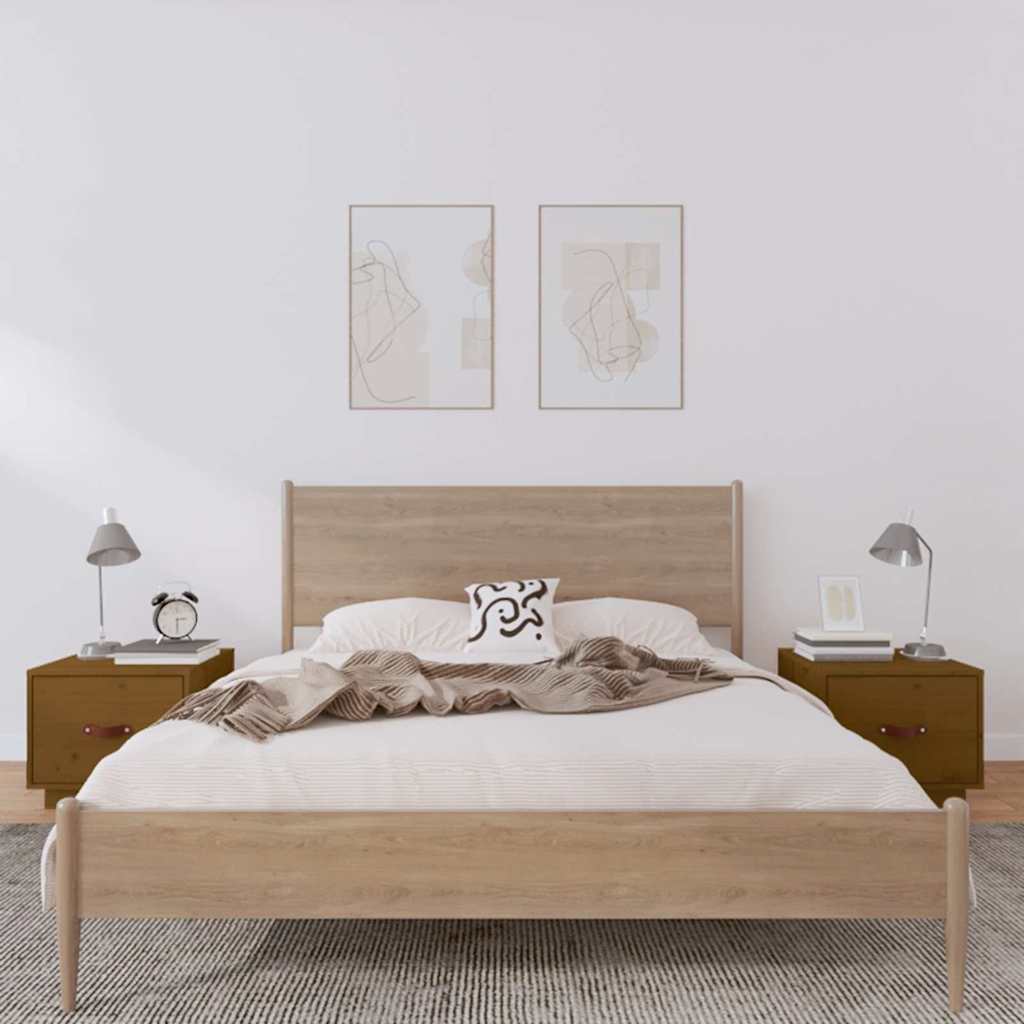 vidaXL Mesitas de noche 2 uds madera de pino marrón miel 40x34x35 cm
