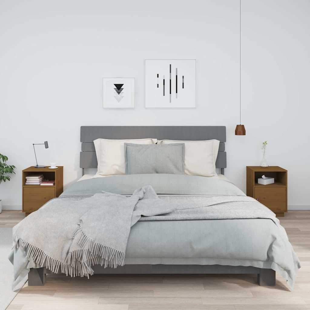 vidaXL Mesitas de noche 2 uds madera de pino marrón miel 40x34x55 cm
