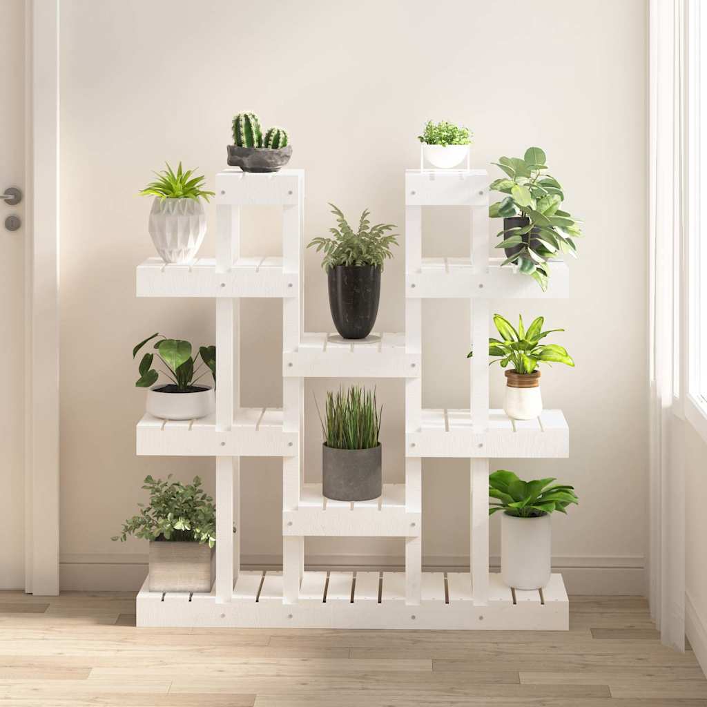 vidaXL Soporte para plantas madera maciza pino blanco 104,5x25x109,5cm
