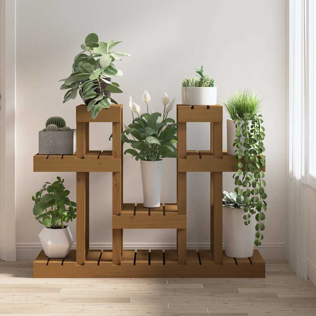 vidaXL Soporte para plantas madera maciza pino miel 104,5x25x77,5 cm