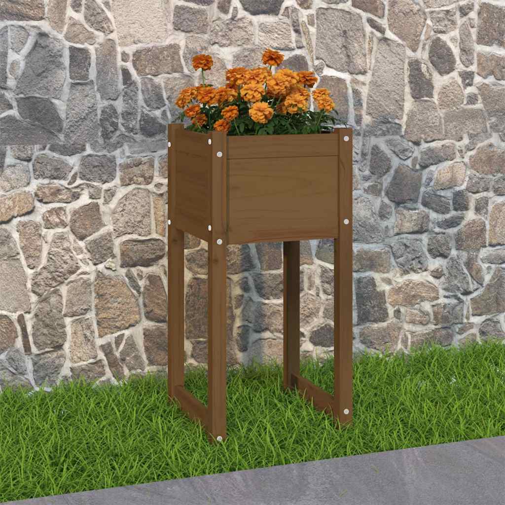 vidaXL Jardinera madera maciza de pino marrón miel 40x40x81 cm
