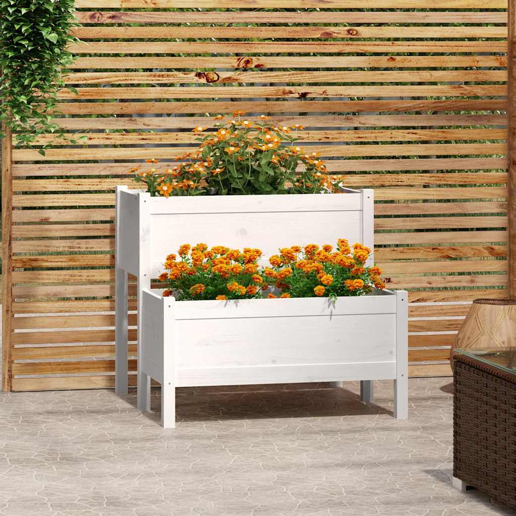 vidaXL Jardinera madera maciza de pino blanco 84,5x84x75 cm