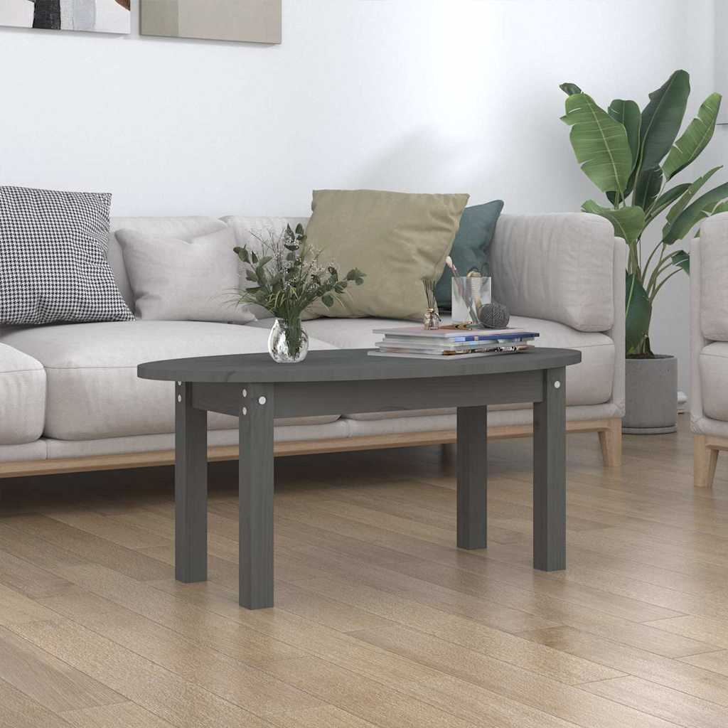 vidaXL Mesa de centro de madera maciza de pino gris 80x40x35 cm