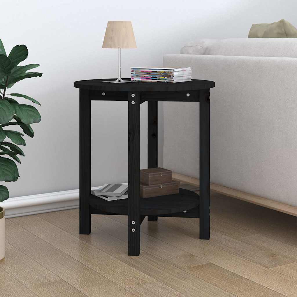 vidaXL Mesa de centro de madera maciza de pino negro Ø55x60 cm