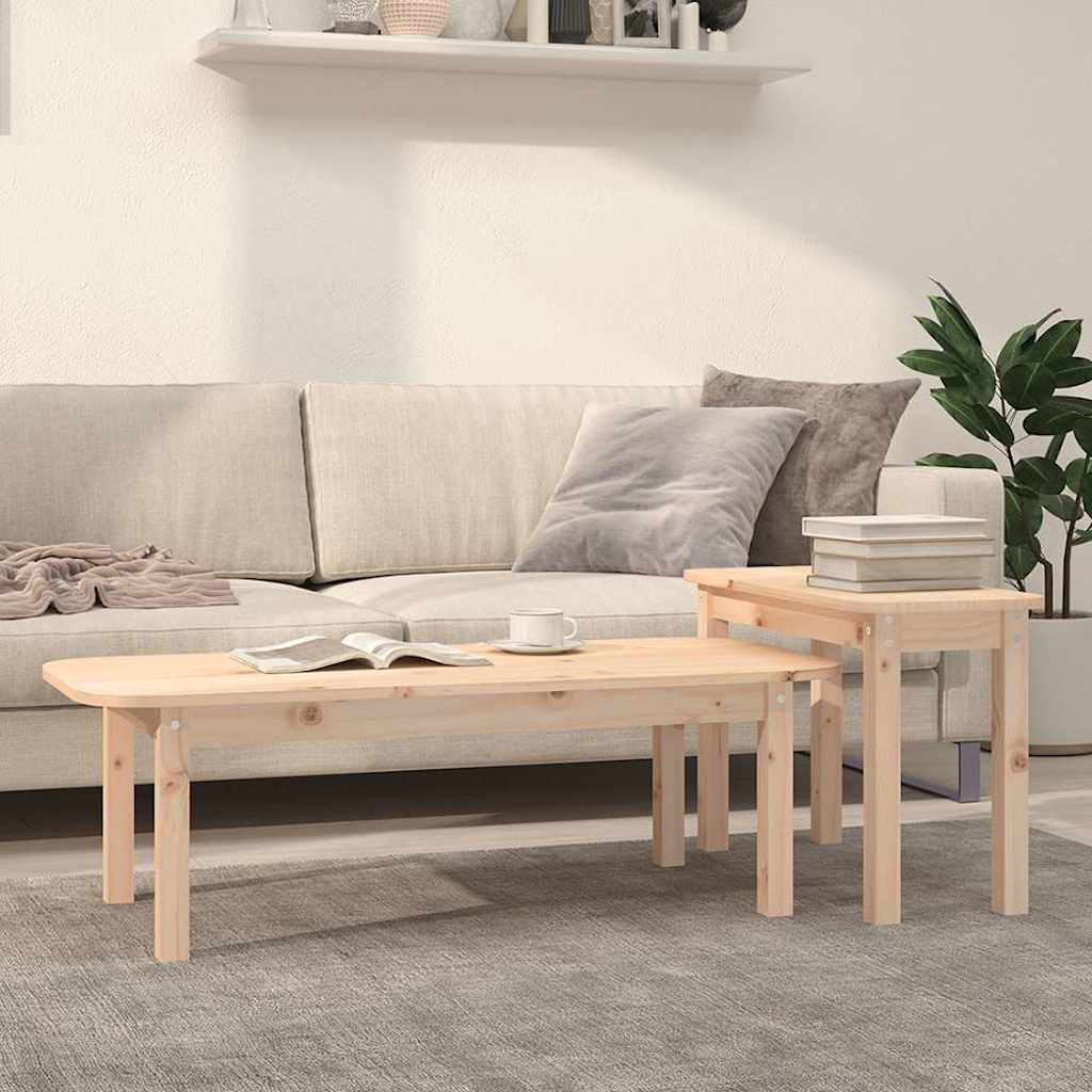 vidaXL Juego de mesas de centro 2 piezas madera maciza de pino
