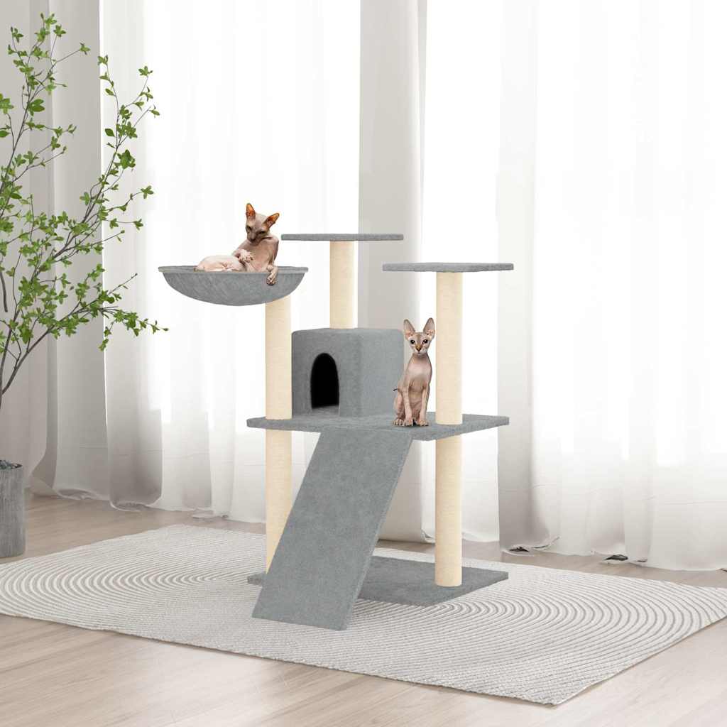 vidaXL Rascador para gatos con postes de sisal gris claro 83 cm