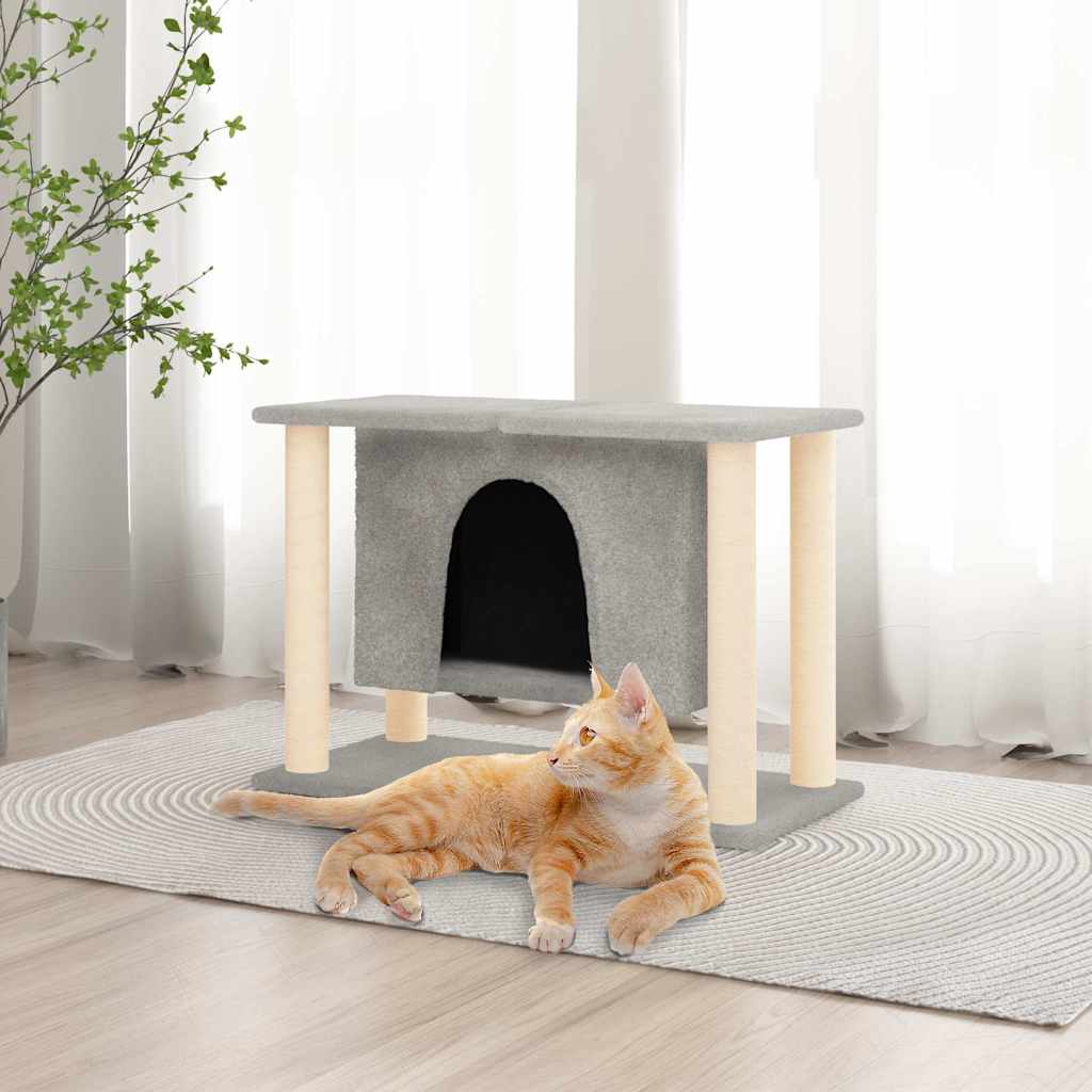 vidaXL Rascador para gatos con postes de sisal gris claro 190 cm