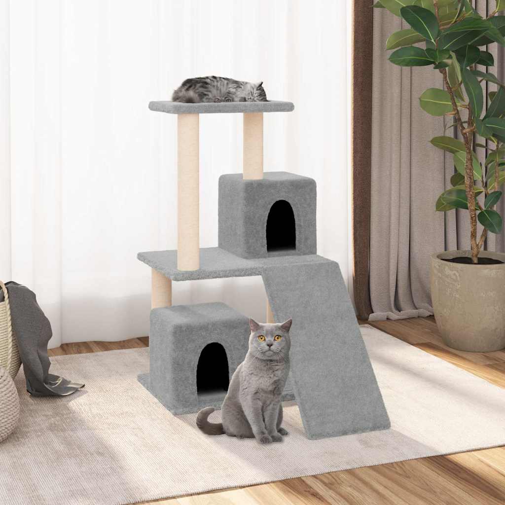 vidaXL Rascador para gatos con postes de sisal gris claro 82 cm