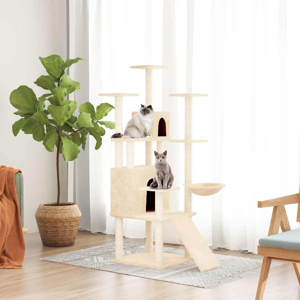 vidaXL Rascador para gatos con postes de sisal crema 154 cm