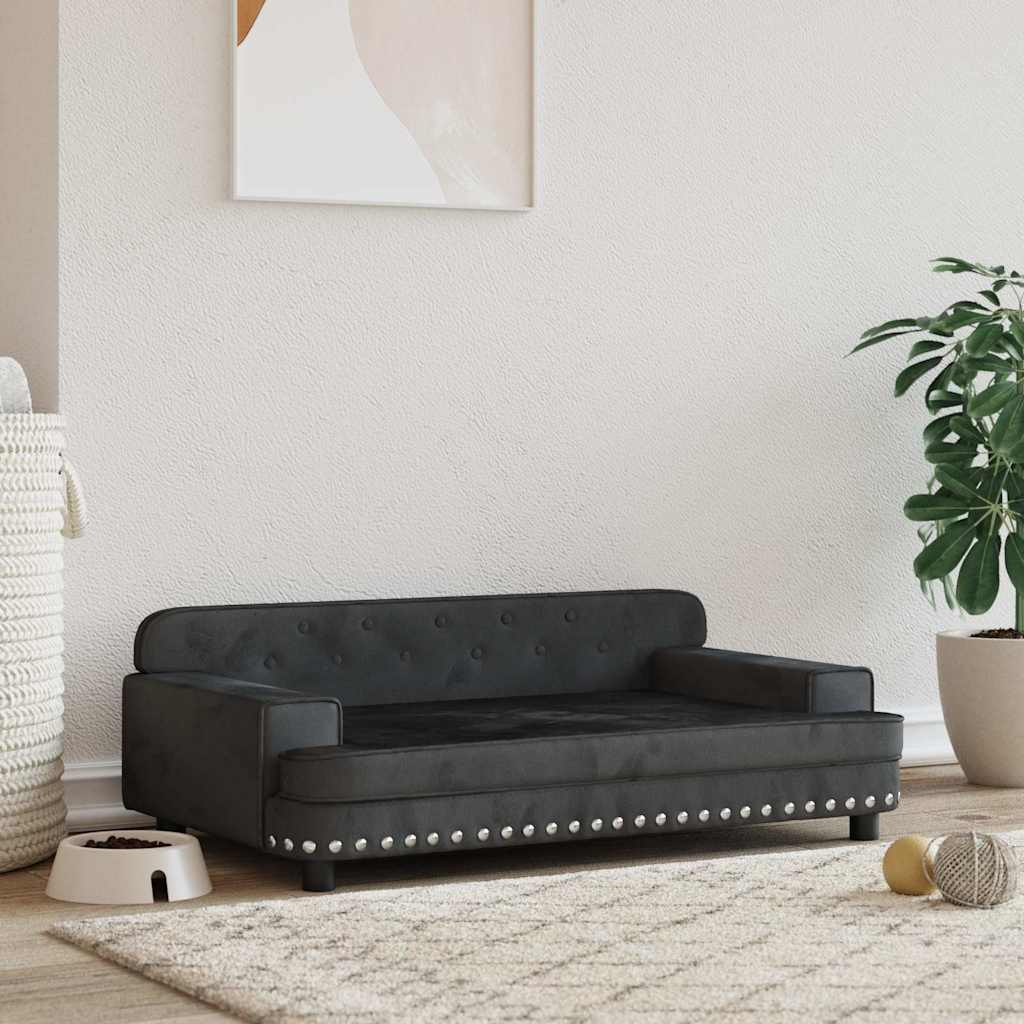 vidaXL Cama para perros de terciopelo negro 90x53x30 cm